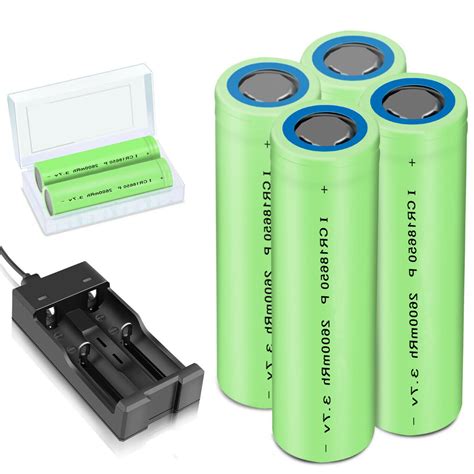 batteries 2600mah 18650 rechargeable 3 7v flat top battery case