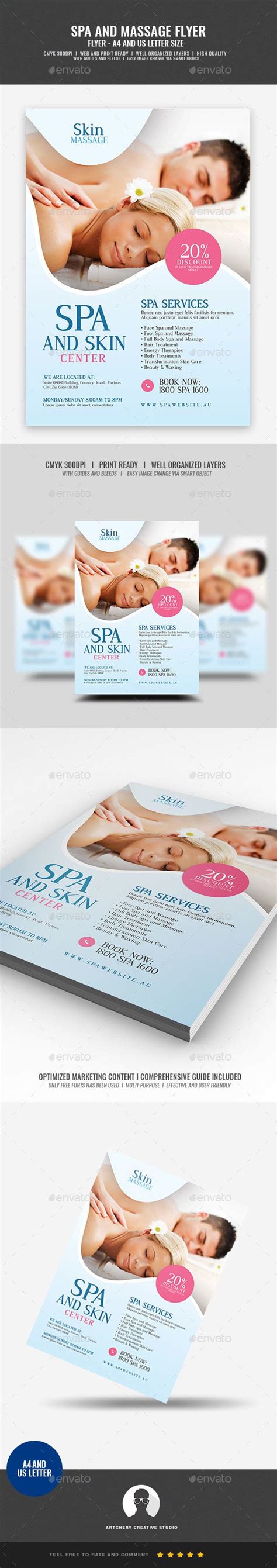 boost  companys sales  attract  customers  spa  massage flyer design template