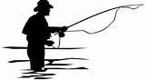 Fly Fishing Clipart Silhouette Fisherman Casting Getdrawings Clipground sketch template