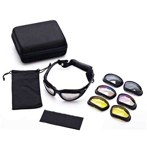 Daisy C5 New Polarized Army Goggles 4 Lens Kit Shades Motor Sunglass