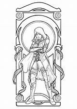 Nouveau Coloring Pages Woman Adults Style Drawing Adult Coat Young Long Frye Evie Hooded Inspiration Justcolor Nggallery sketch template