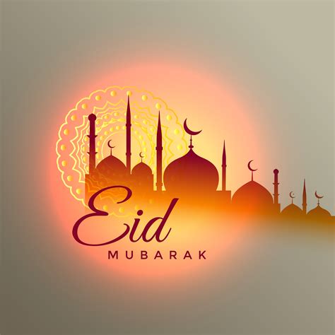 eid mubarak beautiful greeting design  mosque silhouette