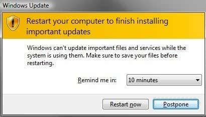 disable restart  message  windows automatic update message