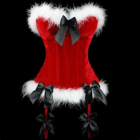 Red Christmas Corset Top Sexy Ladies Santa Women Naughty Adult