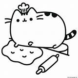 Coloring Cat Pusheen Chef Pages Cook Printable sketch template