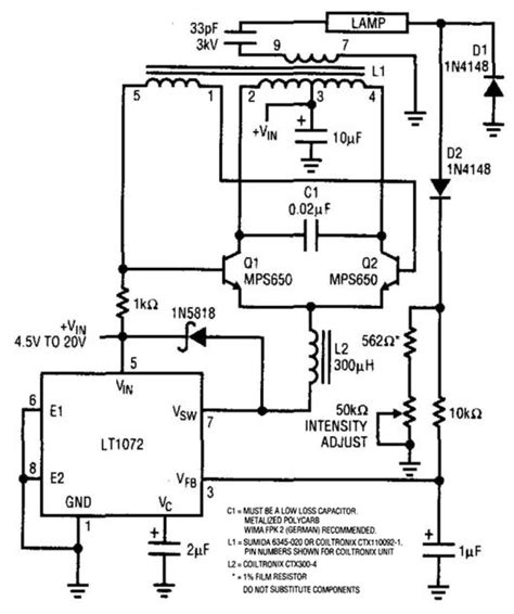 schematic diagram simple cold cathode fluorescent lamp supply wiring diagram schematic