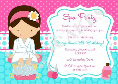 spa party invitation spa birthday party invite digital printable