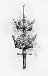 Espadas Coronas Crowns Istockphoto Engraving Espada Coroa Royalty Tatuagem 1858 Leerlo Mrtatuajes sketch template