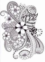Doodle Zentangle Patterns Doodles Drawings Zen Flowers Coloring Pages Easy Tangle Zentangles Drawing Pen Zantangle Printable Cache Draw Adult Mandalas sketch template