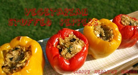 vegetarian quinoa stuffed peppers happy healthy mama