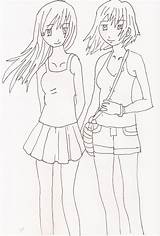 Friends Friend Anime Two Drawings Easy Drawing Deviantart Manga Getdrawings Group Dibujos Besties Daf Visitar sketch template