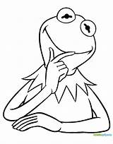 Coloring Kermit Pages Muppets Frog Disneyclips Printable Template Thoughtful sketch template