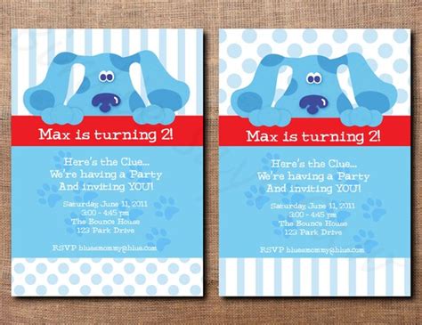 custom printable blues clues birthday invitation etsy