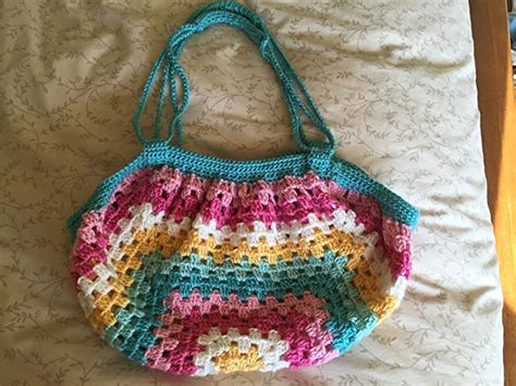 crocheted fat bottom granny square purse gym bag diaper bag