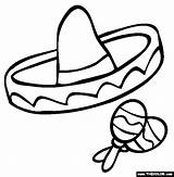Sombrero Coloring Spanish Mayo Cinco Pages Hat Clipart Clip Printable Template Fiesta Class Mexican Maracas Hats Cliparts Props Easy Sheet sketch template