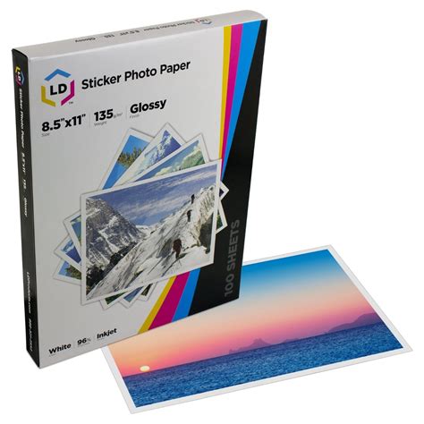 glossy sticker paper  inkjet printers pack   sheets