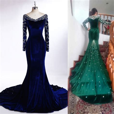Buy Royal Blue Long Sleeve Evening Dress Floor Length