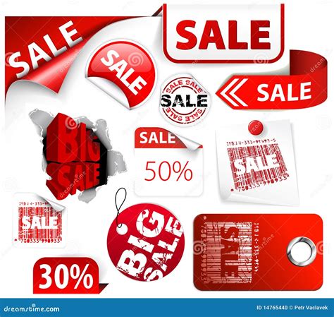 set  red discount  labels stamps stock illustration illustration  purchase
