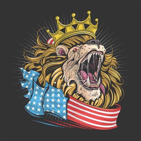 king lion  american flag  vector art  vecteezy
