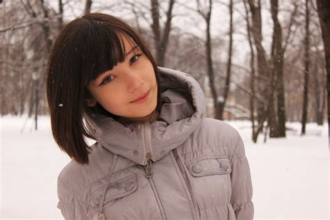 wallpaper face long hair brunette looking at viewer snow winter smiling jacket black