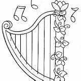 Harp Coloring Pages Template Sheet sketch template