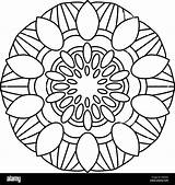 Coloring Alamy Mandala Circular Floral Vector Flower Pattern Illustration Oriental Isolated Elements Decorative Abstract Stock Adult Background Vintage sketch template