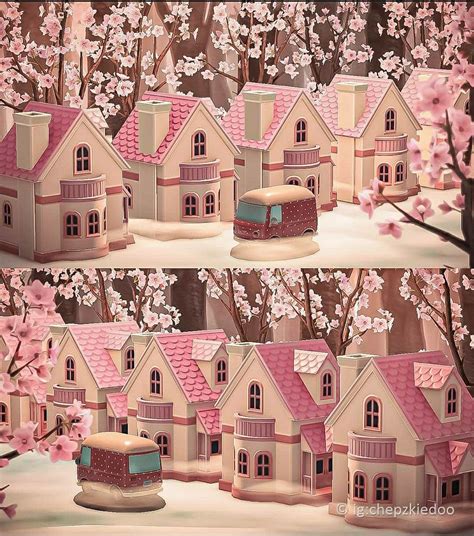 acnh pink village animal crossing siding house styles