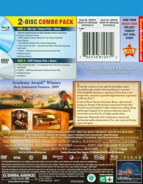 ratatouille blu ray dvd combo blu ray 2007 dvd empire
