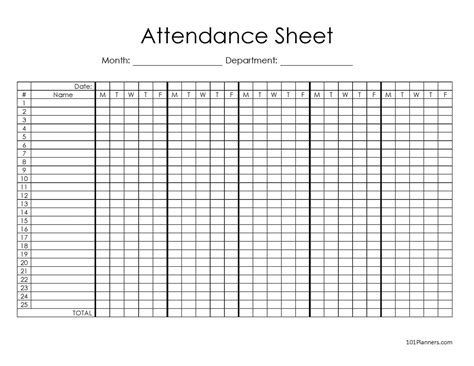 attendance sheet template word  excel image