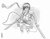 Mikasa Titan Attack Pages Coloring Aot Deviantart Sketch Drawings Ackerman Template sketch template