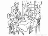 Dinner Coloring Family Pages Table Dining Eating Drawing Thanksgiving Color Getcolorings Getdrawings Printable sketch template