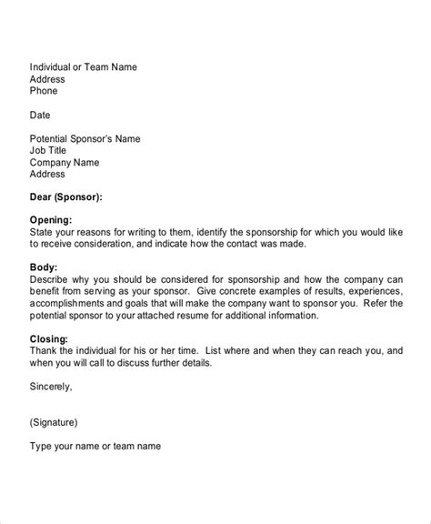 sponsorship letter  sports team   sponsorship letter  sports