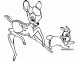 Bambi Thumper Coloring Pages Flower Disneyclips sketch template