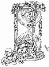 Hourglass Tattoo Skulls Sanduhr sketch template