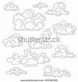 Clouds Drawn Cumulus Shutterstock Eps8 sketch template