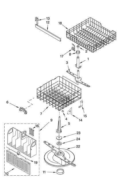dishrack diagram parts list  model dulpkq whirlpool parts dishwasher parts
