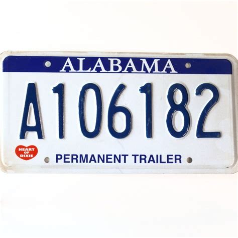 alabama permanent trailer license plate  alabama plates