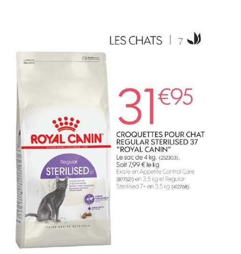 Promo Croquettes Pour Chat Regular Sterilised 37 Royal Canin Chez