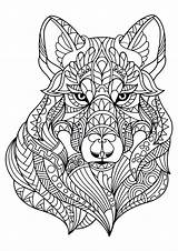 Mandala Coloring Animal Pages Wolf Kids sketch template