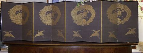 japanse  panel screen dragons phoenix cm wide japan catawiki