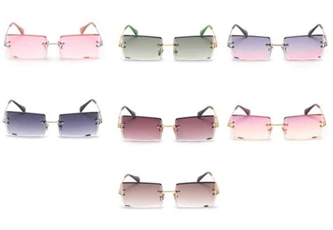 rimless rectangle women sunglasses sebastian7