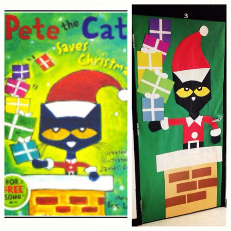 pete  cat saves christmas classroom door    classroom