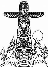 Totem Pole Coloring Poles Pages Drawing Native American Eagle Outline Wolf Clipart Cartoon Cliparts Template Beaver Kids Tattoo Clip Templates sketch template