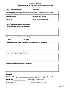justification document template fill  printable fillable