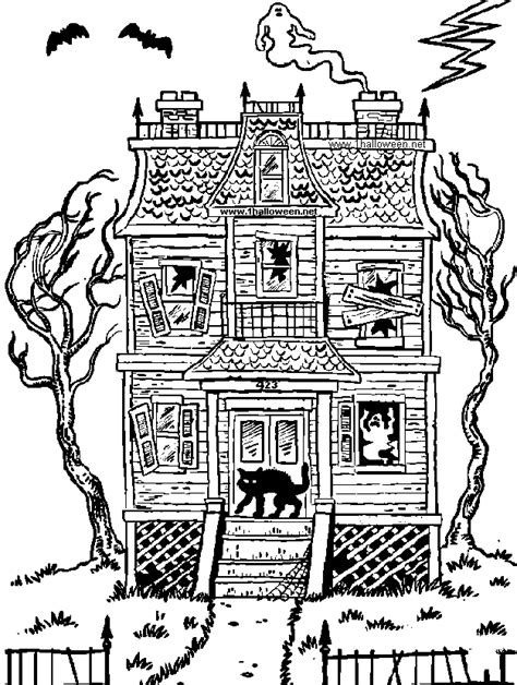 scary haunted house coloring pages   print