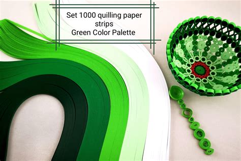 pack   quilling paper strips green color palette  etsy