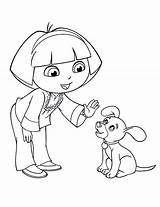 Dora Coloring Stay Dog Explorer Teach Little Netart sketch template