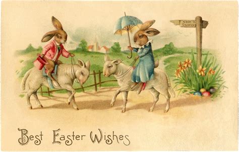 easter bunnies riding lambs image sweet the graphics fairy