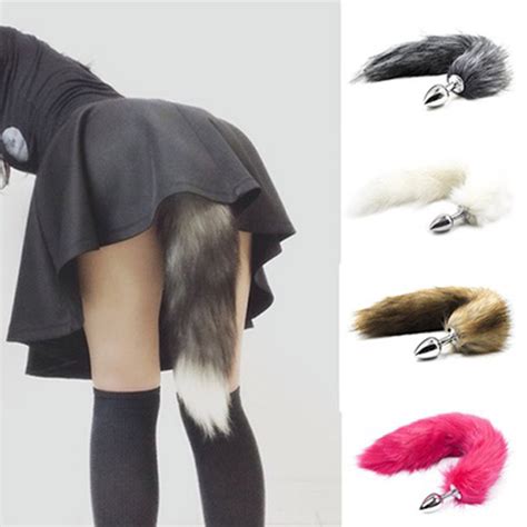 funny faux fox tail butt backyard stopper stainless steel sex toys for