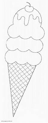 Ice Cream Coloring Pages Cone Cherry Printable Food Kids sketch template